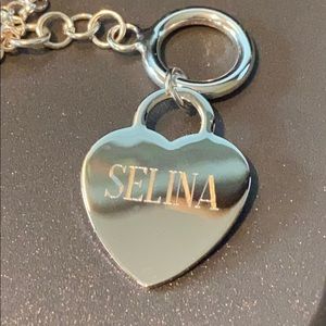 “Selina” engraved Charm Heart bracelet